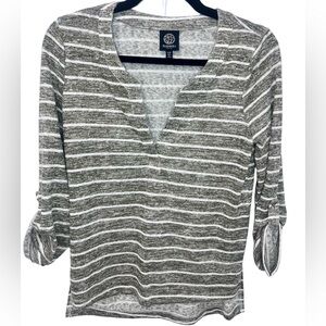 Bobeau• Women’s Olive and White Striped Knit Top XS NWOT